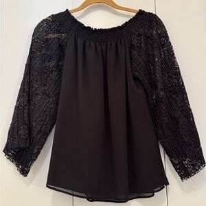 Nanette Lepore Black Textured Blouse